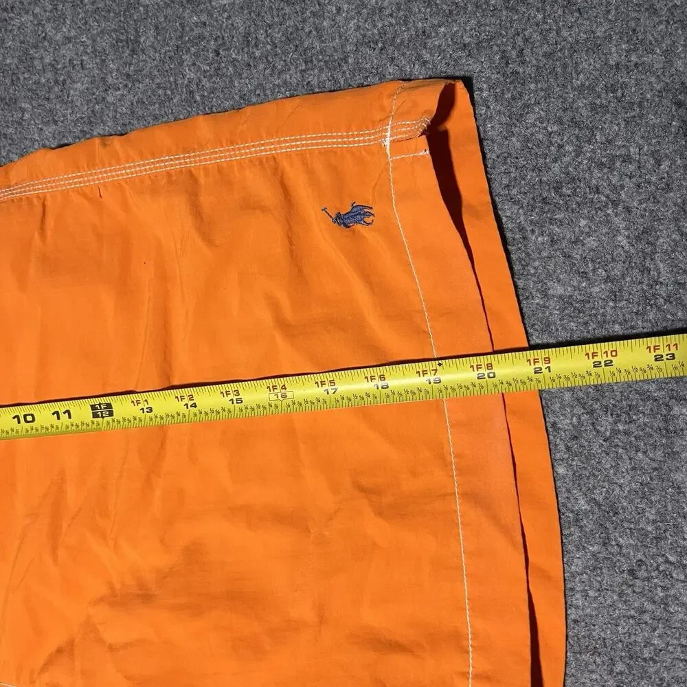 Vintage Polo Ralph Lauren Swim Shorts Mens Large Orange Lined Trunks Pony Logo